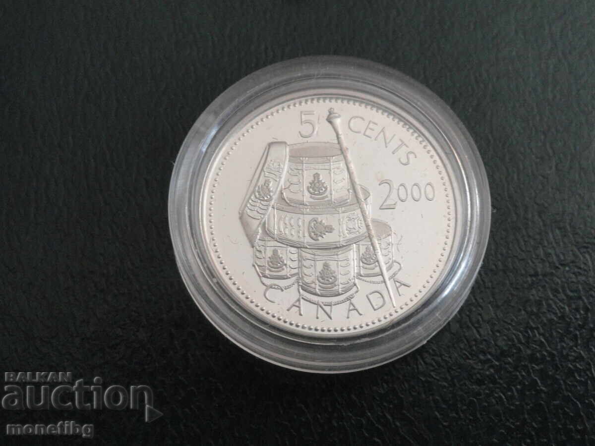 Licitație Canada 2000 - 5 cenți ''Les Voltigeurs de Québec'' Proof