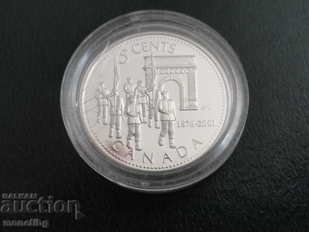 Canada 2001 - 5 cenți ''125 ani Colegiul Militar Regal'' Proof - 5