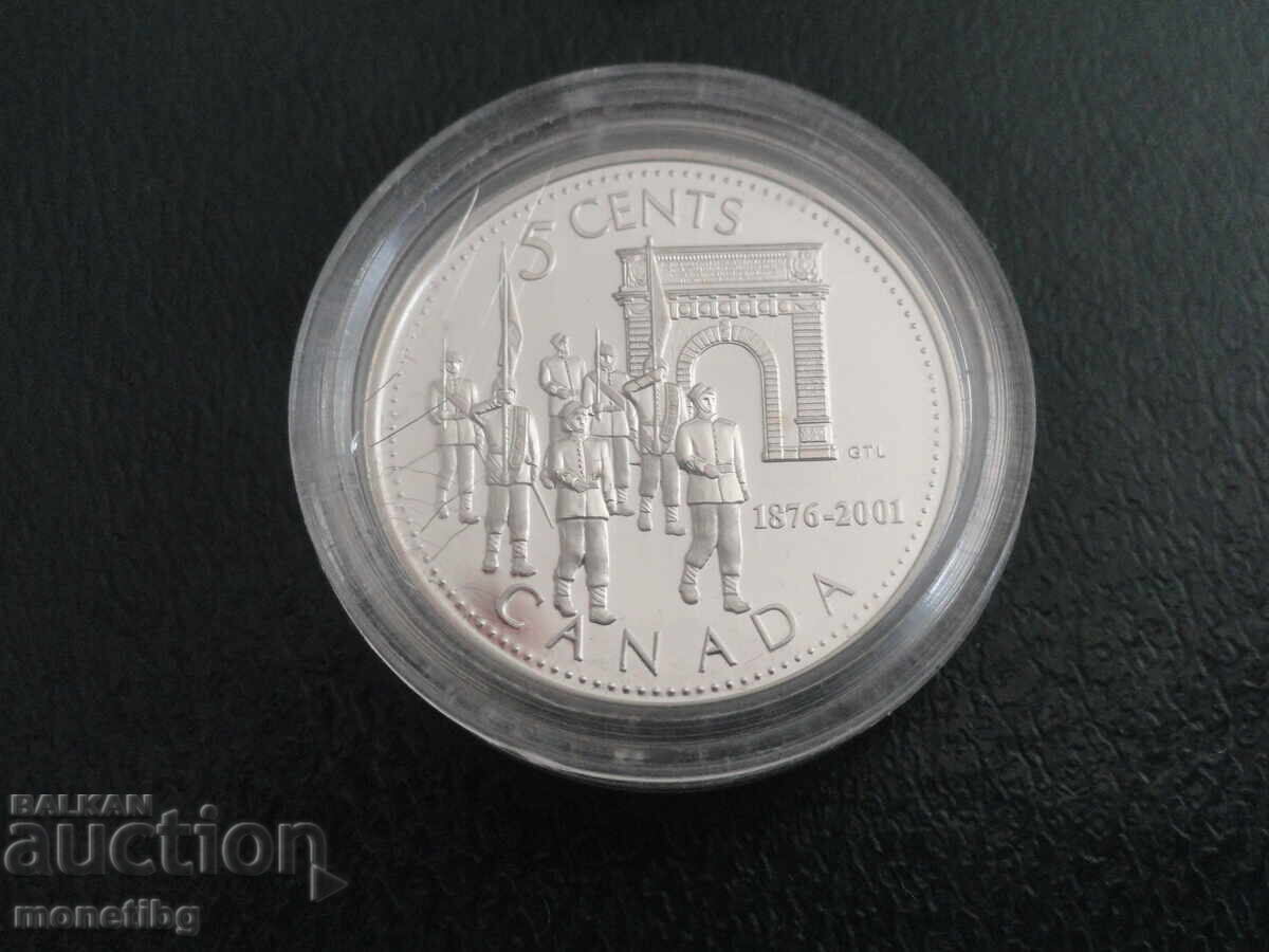 Canada 2001 - 5 cenți ''125 ani Colegiul Militar Regal'' Proof