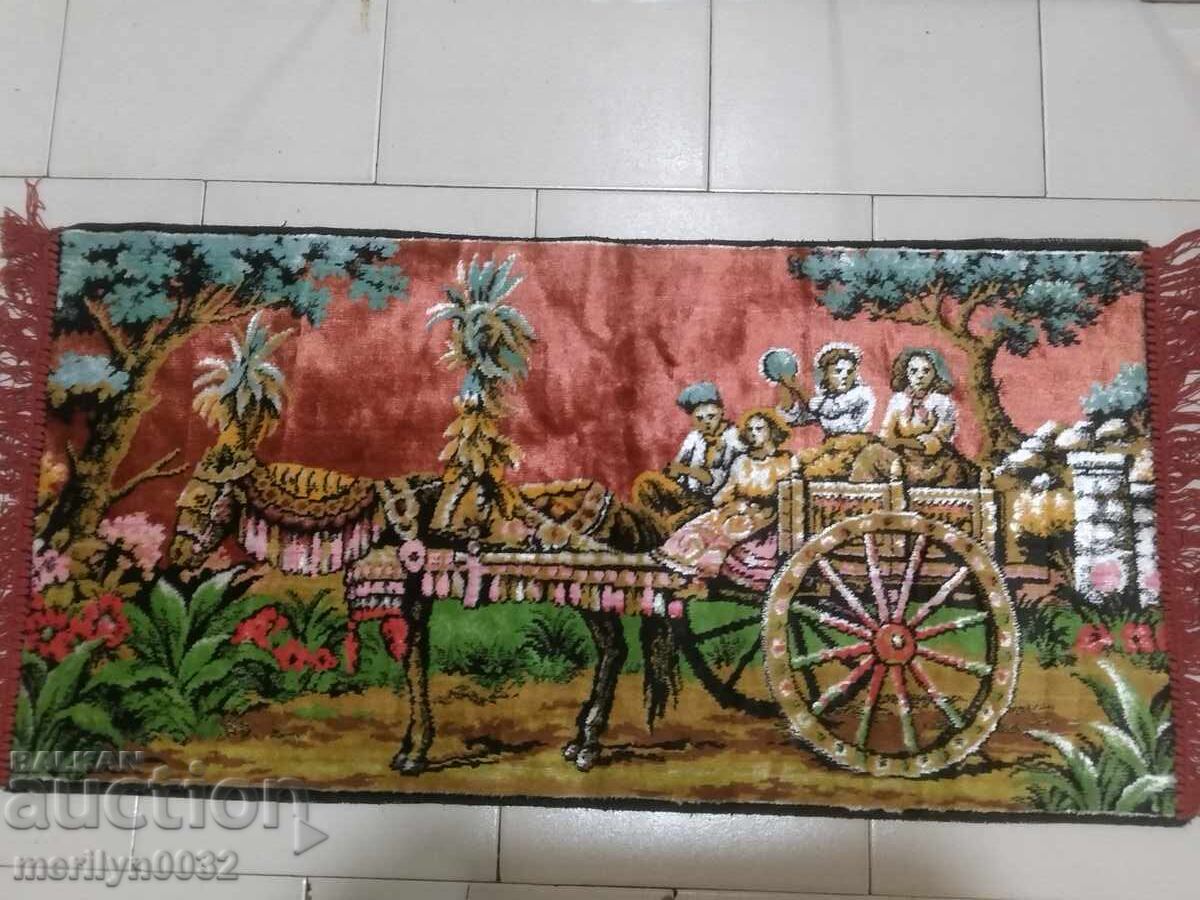 Auction  Old plush wall carpet, rug, panel, carpet picture