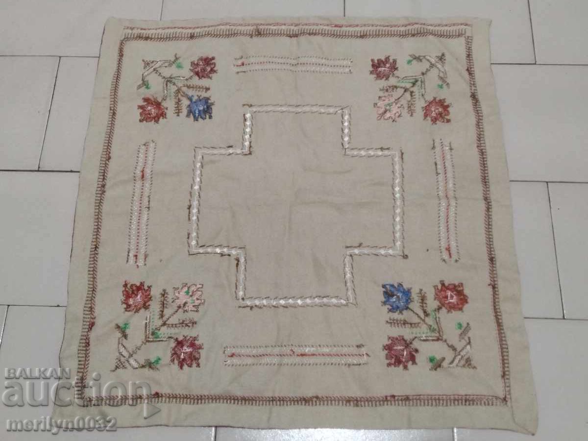 Old embroidered check, tablecloth, milo, Bulgarian embroidery - 7
