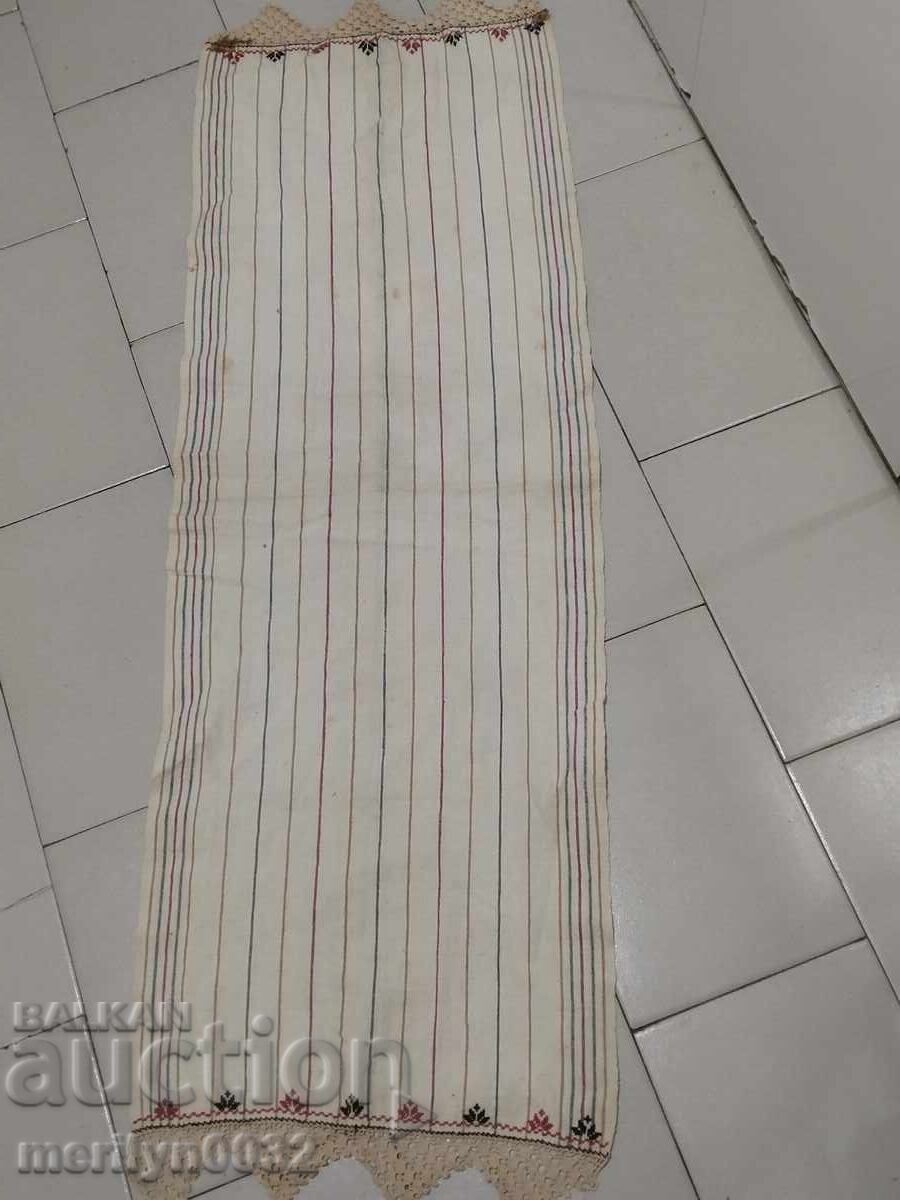 Аукцион Стара кенарена кърпа с  дантела, плетка, кенар с бродерия