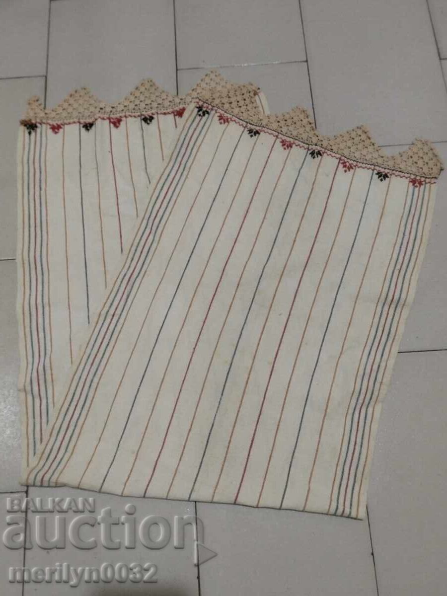 Стара кенарена кърпа с  дантела, плетка, кенар с бродерия - 7