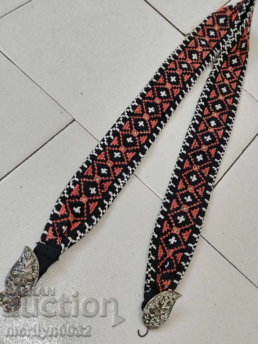 Auction  Old hand-embroidered belt with belt buckles belt buckle folk costume