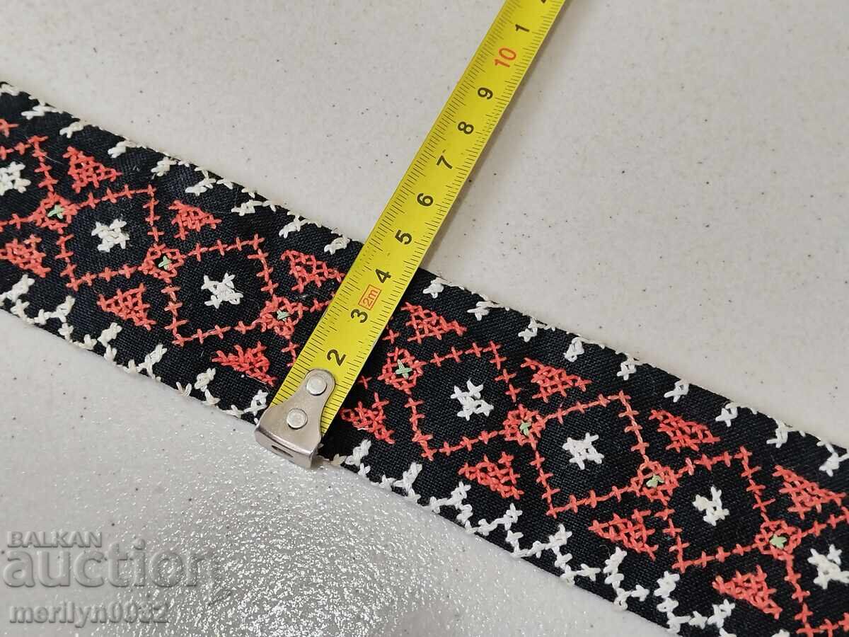 Old hand-embroidered belt with belt buckles belt buckle folk costume - 5