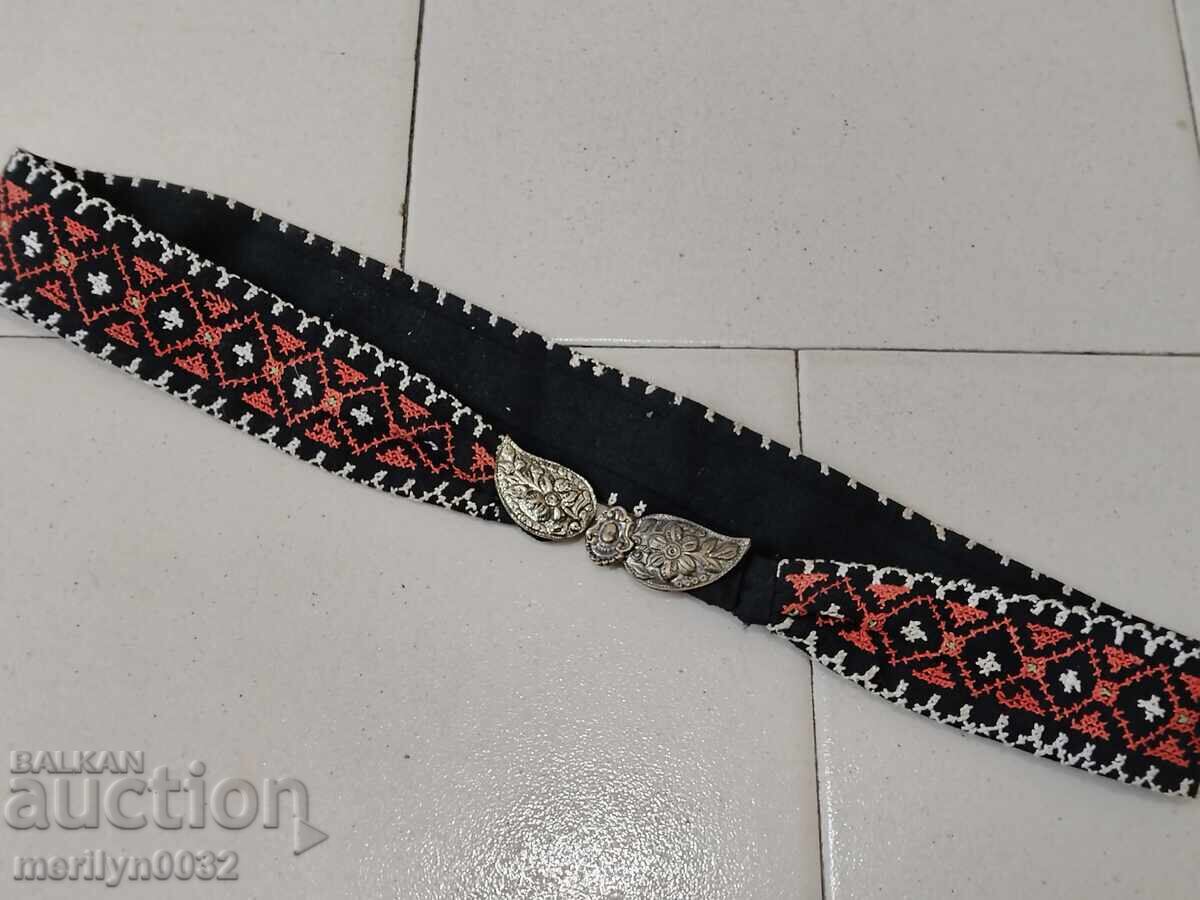 Old hand-embroidered belt with belt buckles belt buckle folk costume