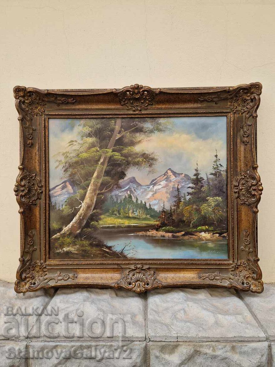 Чудесна антикварна френска картина масло върху платно с цена € 152.88 | 299.01 лв.