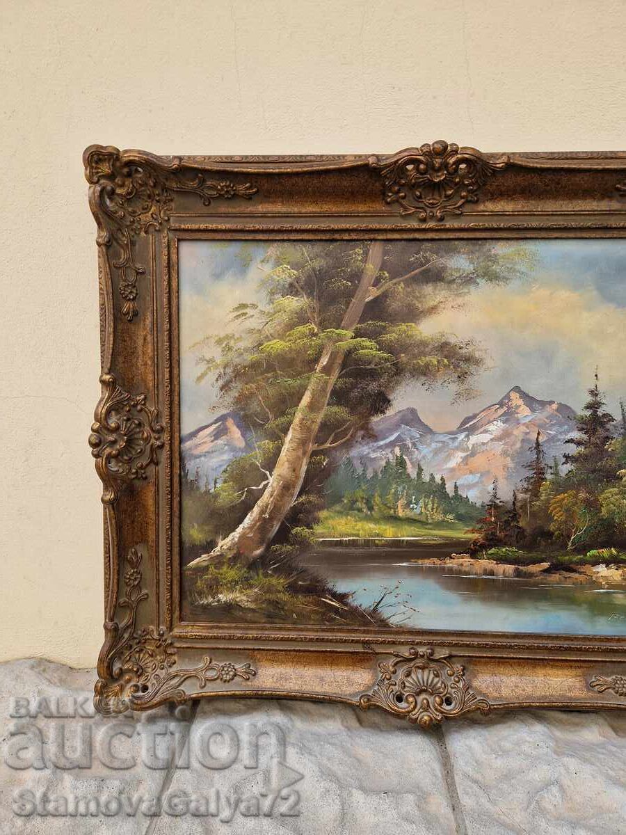 Υπέροχος αντίκα γαλλικός πίνακας λάδι σε καμβά - 5