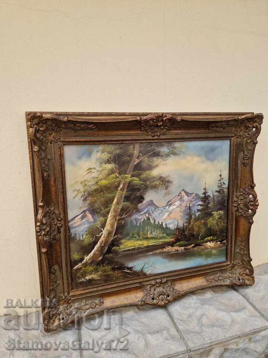 Чудесна антикварна френска картина масло върху платно - 6