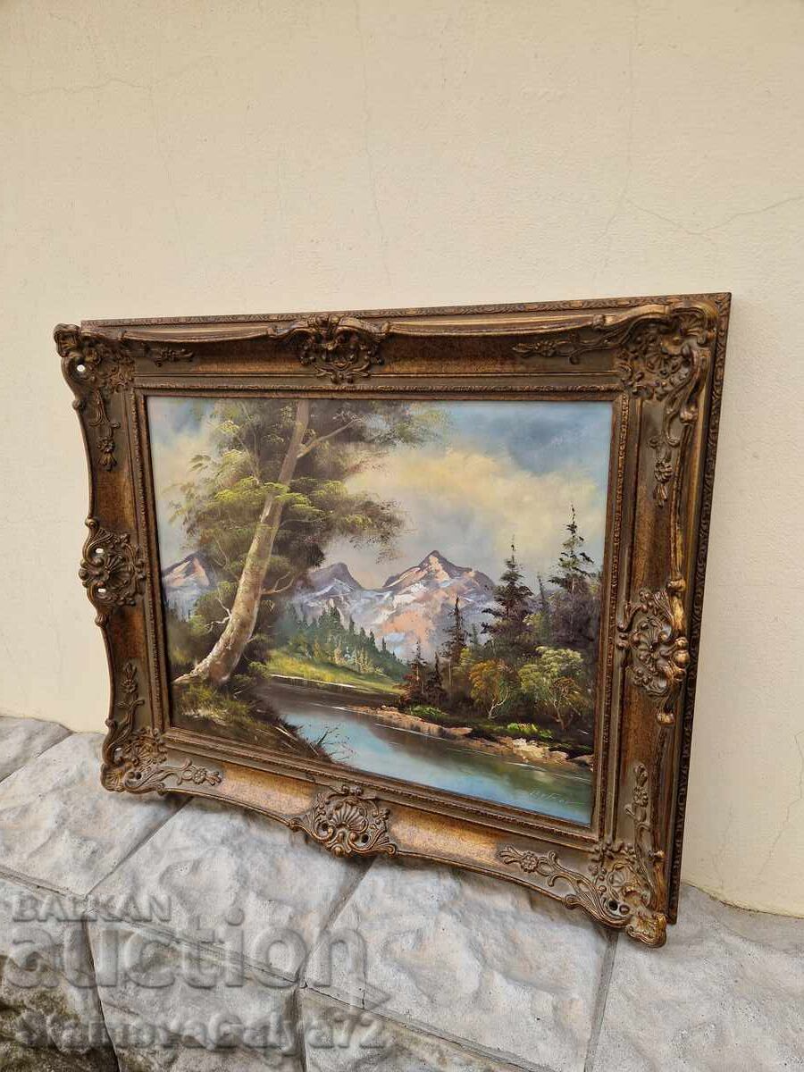 Υπέροχος αντίκα γαλλικός πίνακας λάδι σε καμβά - 7