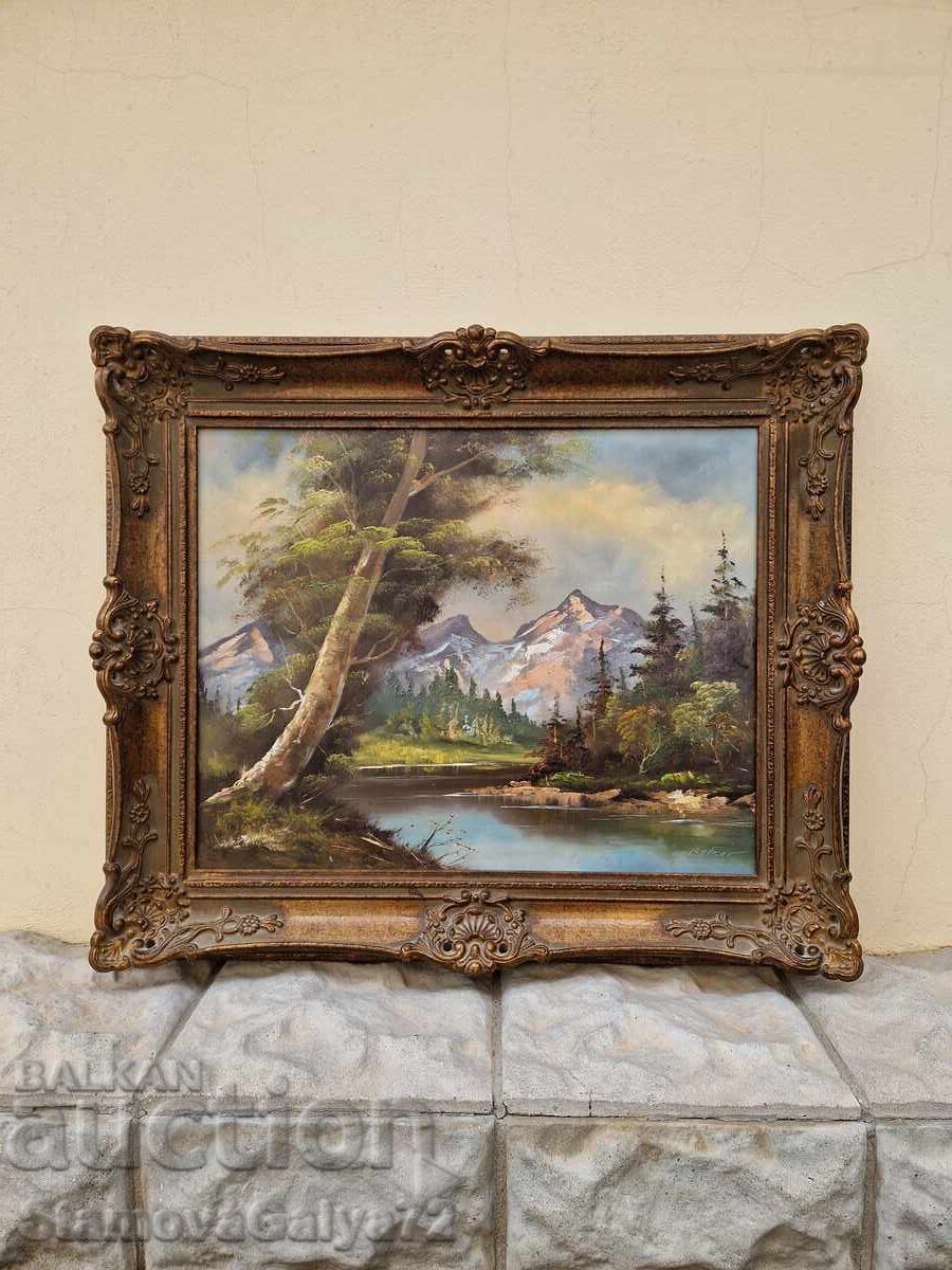 Υπέροχος αντίκα γαλλικός πίνακας λάδι σε καμβά