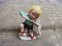 Old German Marked Porcelain Figure Boy with Viola