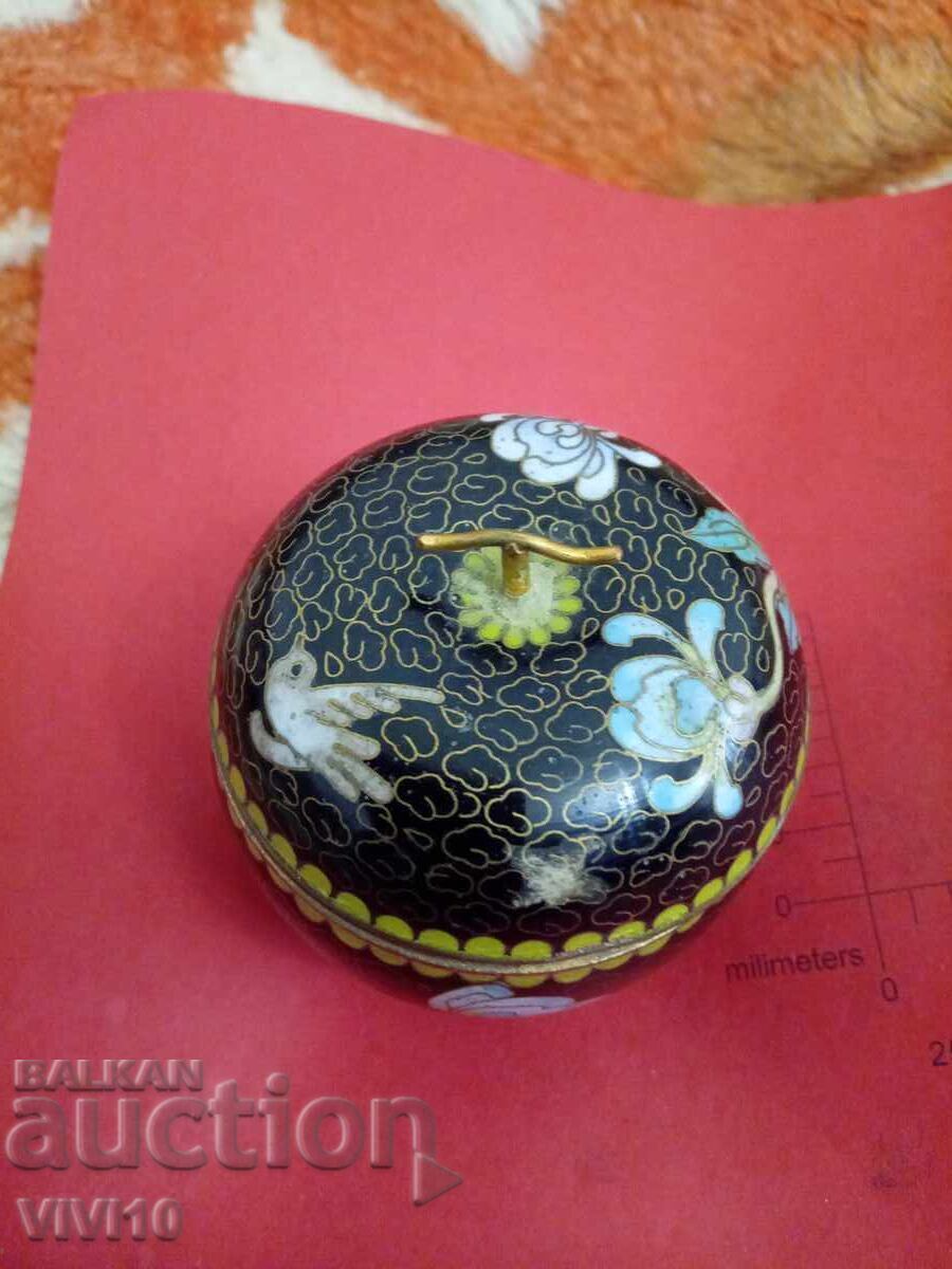 Cutie veche de bijuterii, email, cloisonné