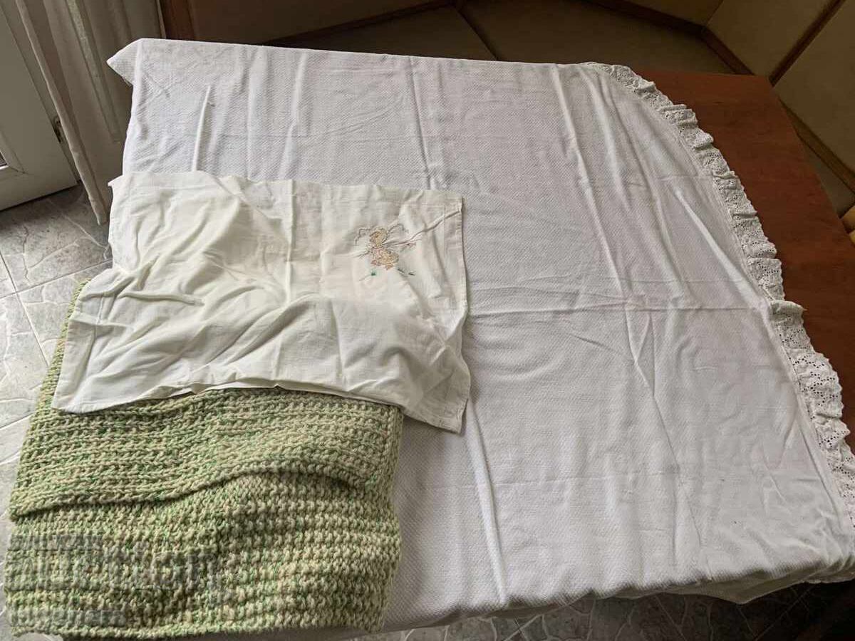 PĂTURĂ ȘI FEȚĂ DE PERNĂ PENTRU BEBE - BUMBAC LÂNĂ FOLOSITE