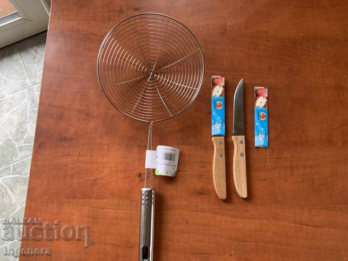 LOT KNIFE KITCHEN - 2 PCS. AND COLANDER - NEW