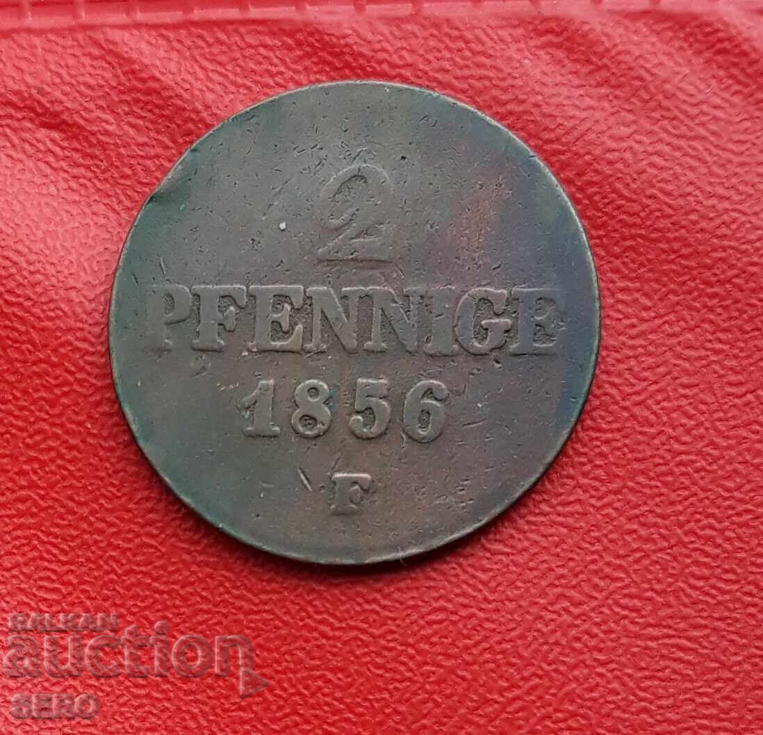 Germany-Saxony-2 Pfennig 1856 Germany-Saxony-2 Pfennig 1856