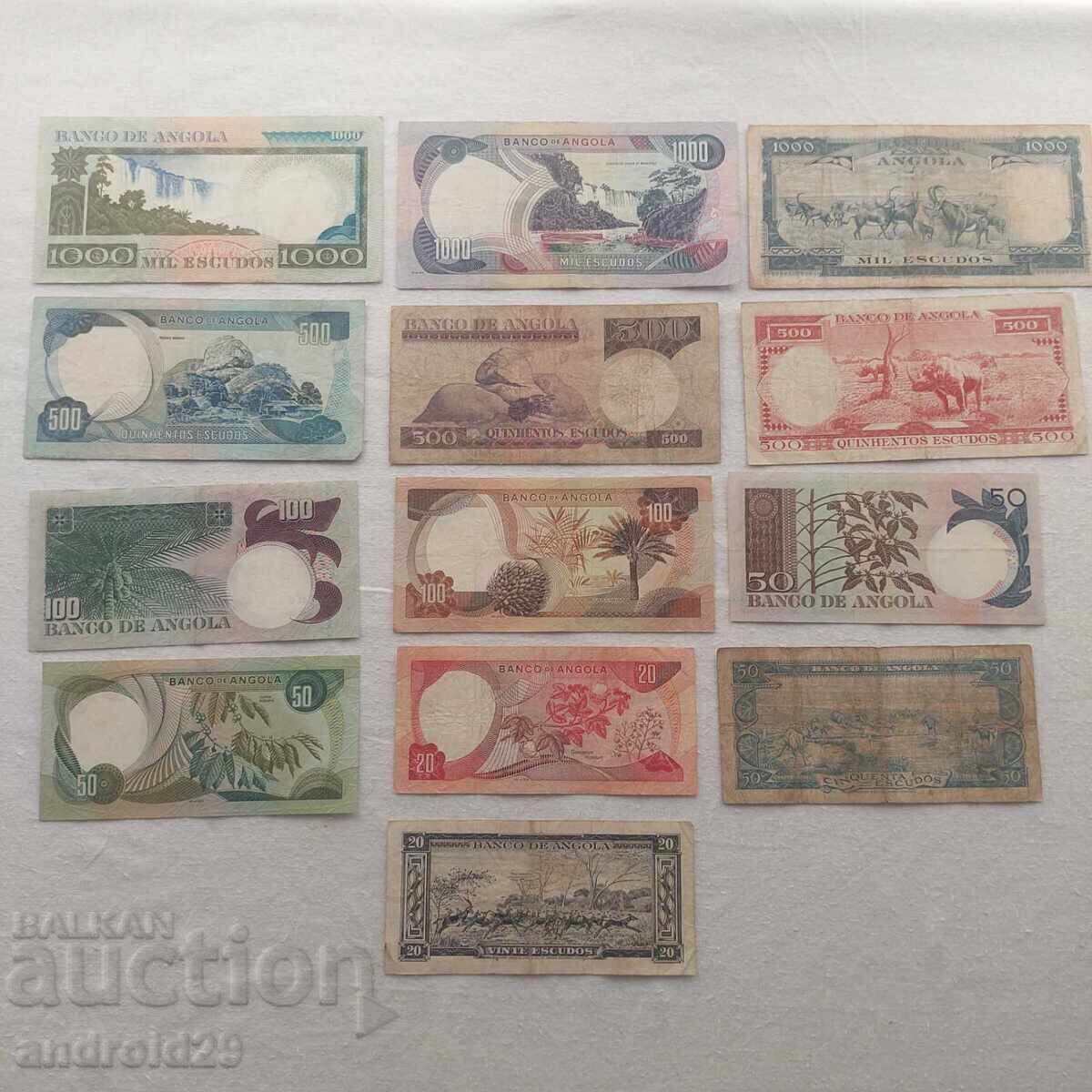 Λοτ Τραπεζογραμματίων από την Αγκόλα/Angola - 13 τεμάχια με τιμή 58.00 BGN | € 29.65