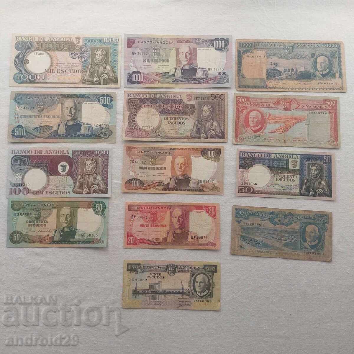Λοτ Τραπεζογραμματίων από την Αγκόλα/Angola - 13 τεμάχια