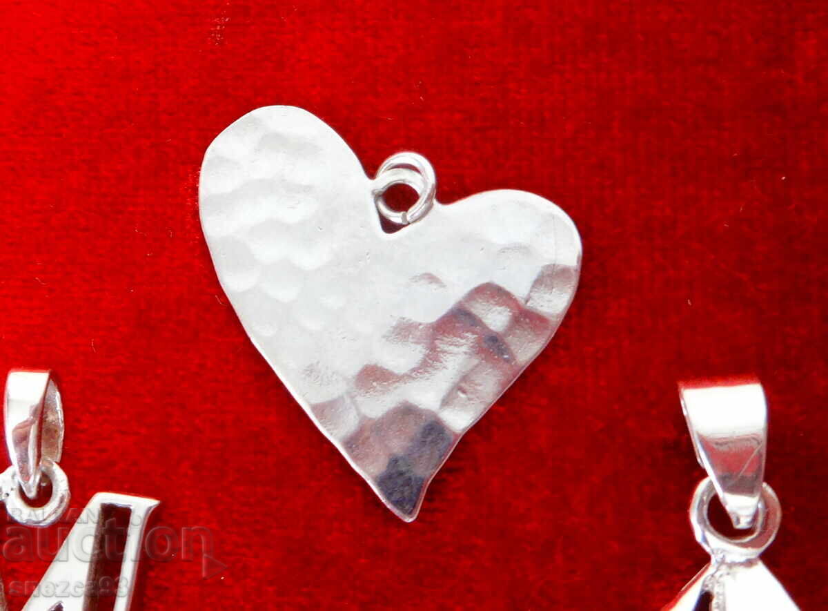 Auction Silver Heart Pendant 925, Heart Medallion Auction Silver Heart Pendant 925, Heart Medallion