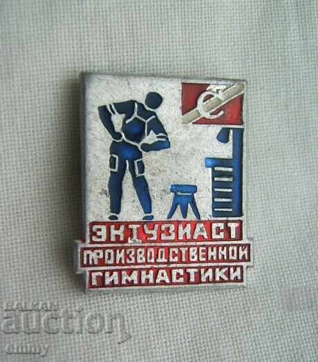 Значка - ФК Спартак Москва, производствена гимнастика, СССР Значка - ФК Спартак Москва, производствена гимнастика, СССР
