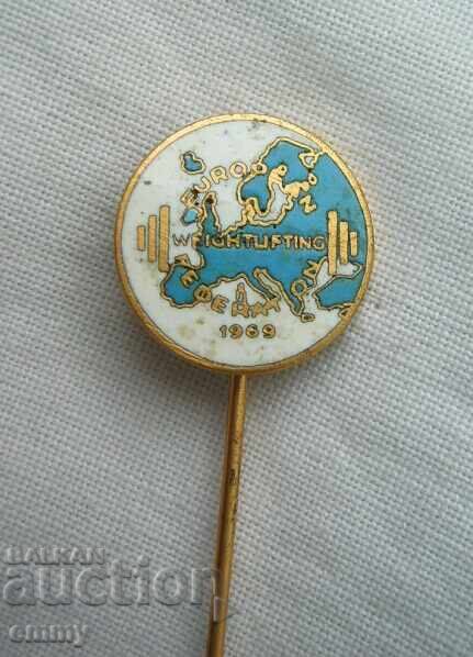 Σήμα - Ευρωπαϊκή Ομοσπονδία Άρσης Βαρών, 1969 με τιμή 3.00 BGN | € 1.53