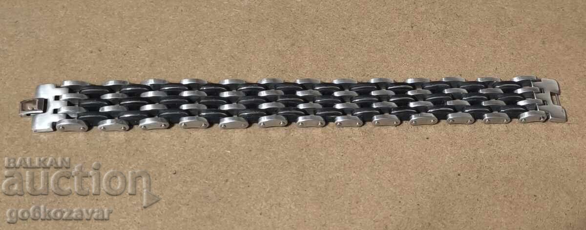 Licitație Brățară tip lanț elegantă din oțel inoxidabil (negru/alb)