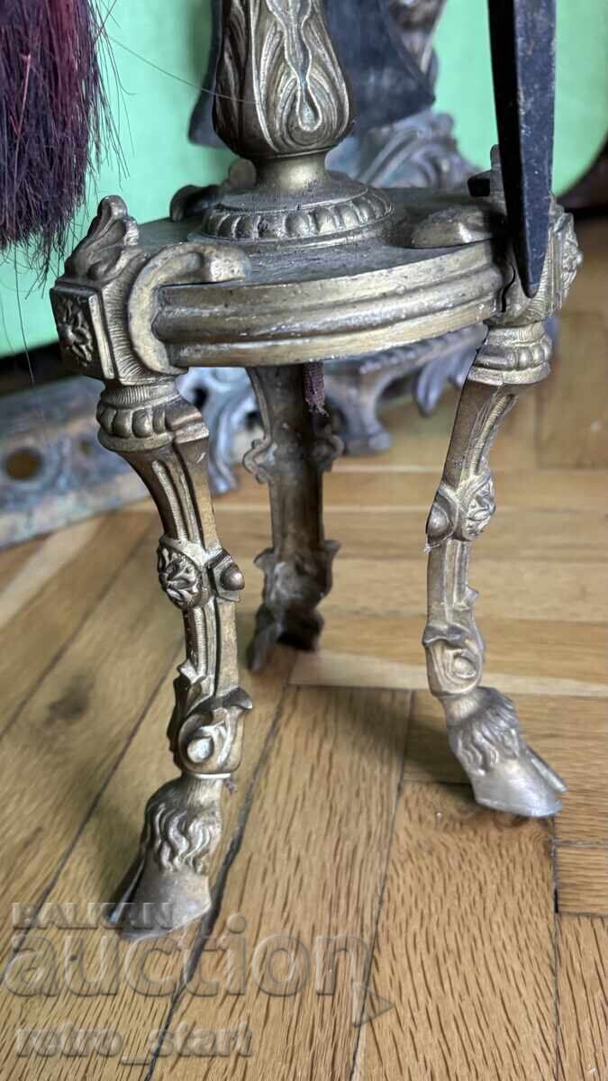 Παράδοση Γαλλικά μπρούτζινα εργαλεία τζακιού 1880