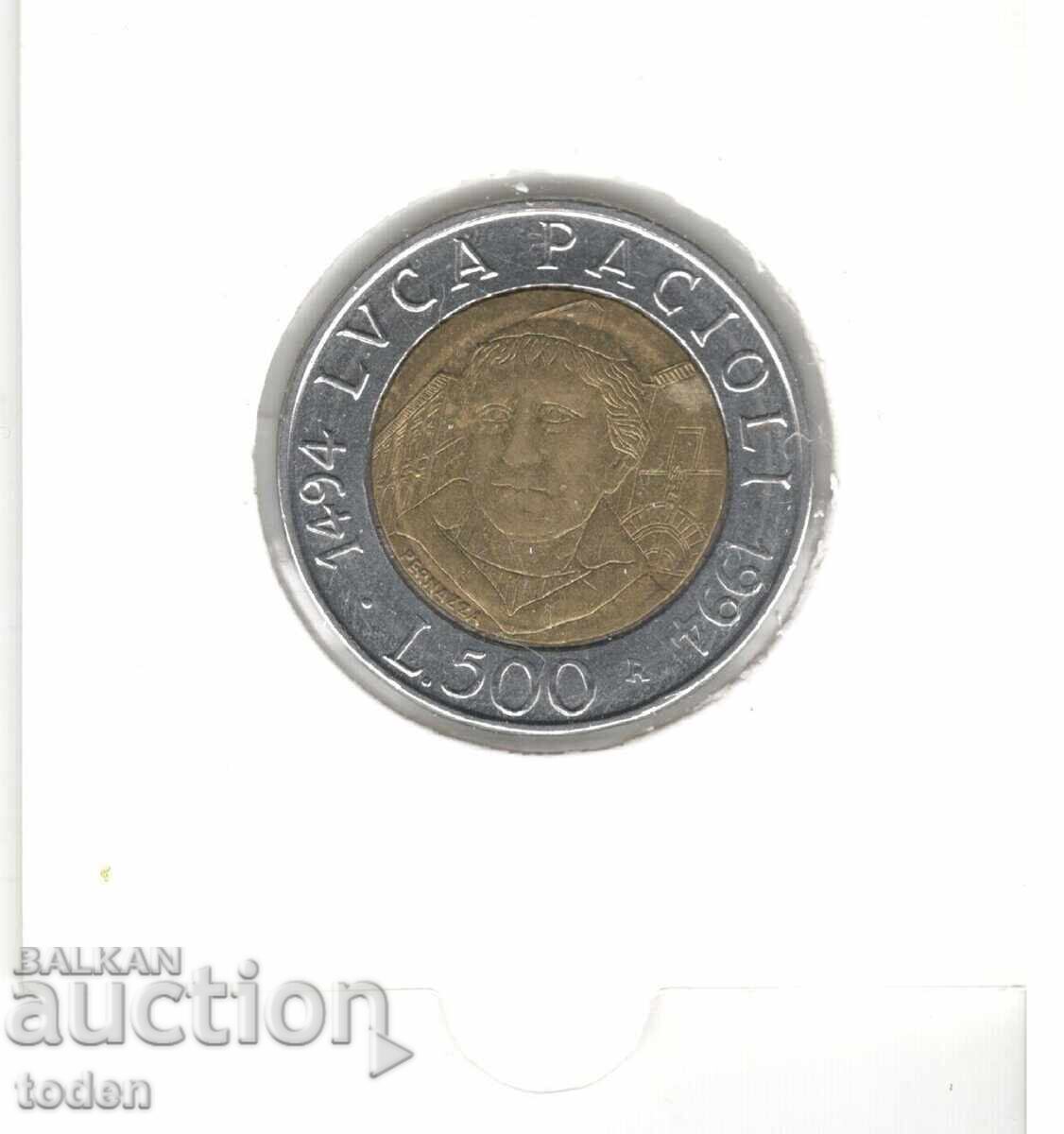 Δημοπρασία Ιταλία - 500 Λίρες - 1994 R - KM# 167 - Luca Pacioli