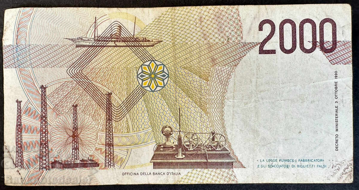 Δημοπρασία Ιταλία 2000 Λίρες 1990 Pick 115 Ref 8279