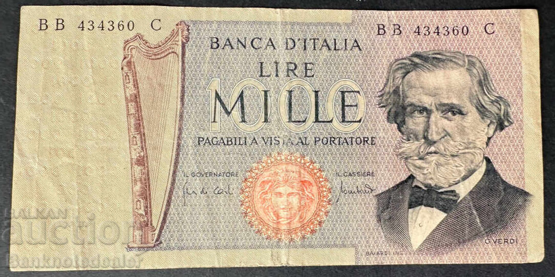 Italy 1000 Lire 1969 Pick 101 Ref 4360