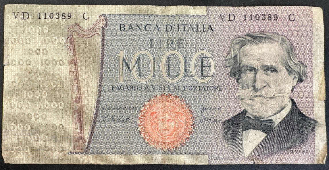 Italy 1000 Lire 1969 Pick 101 Ref 0389