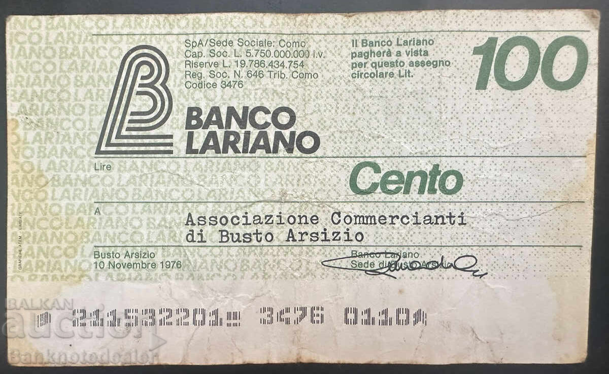 Ιταλία 100 Λίρες Banco Lariano Ιταλία 100 Λίρες Banco Lariano