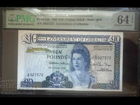Gibraltar 10 Pounds 1986 Pick 22b PMG 64