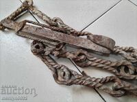 Lant vechi din fier forjat cu carlig, lant vatra carlig
