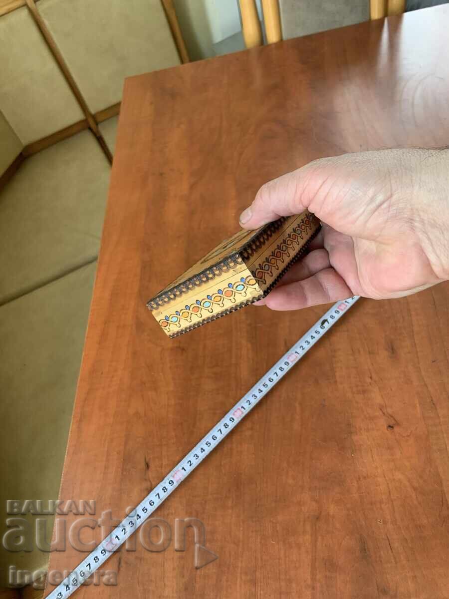 BOX WOOD PYROGRAPH DRAWING ANTIQUE FROM SOCA MOSTRA - 5