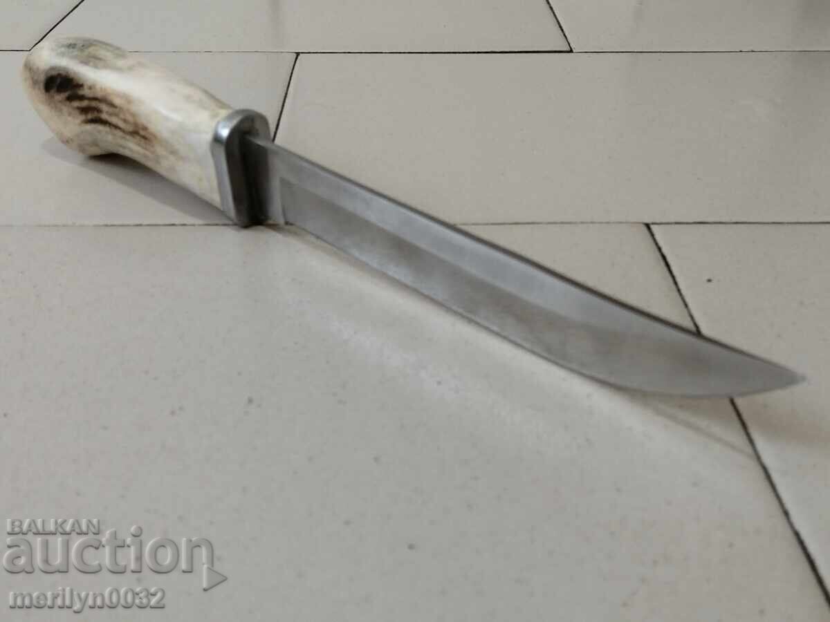 Παράδοση Κυνηγετικό μαχαίρι με θήκη, λαβή από κέρατο ελαφιού