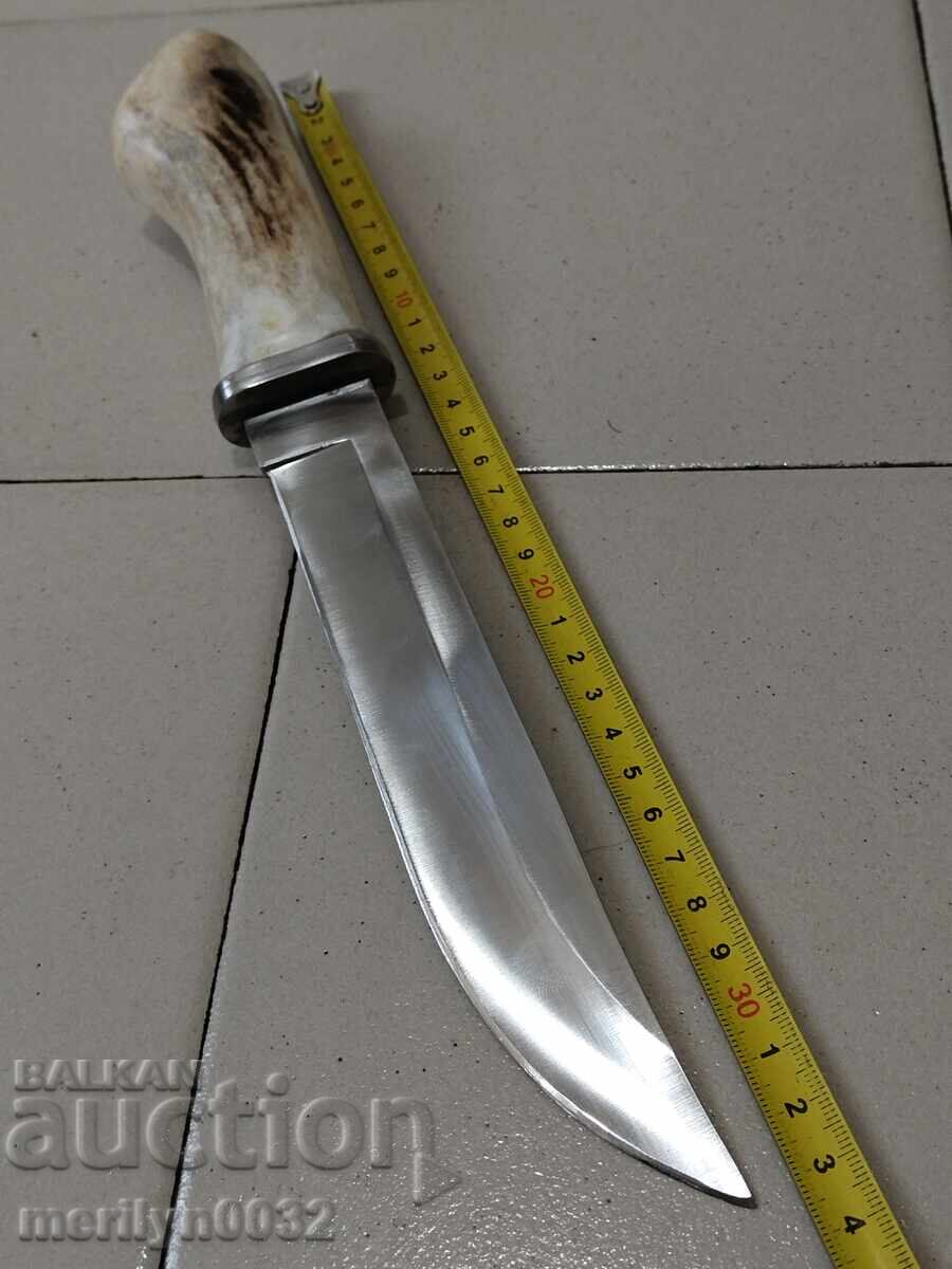 Hunting knife with sheath, deer antler handle - 5
