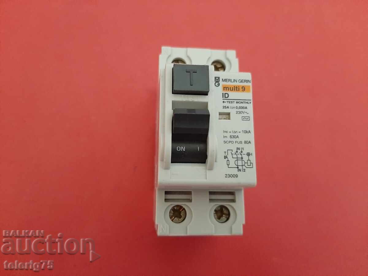 Διακόπτης Διαρροής Schneider/Merlin Gerin ID, 25A, 30mA