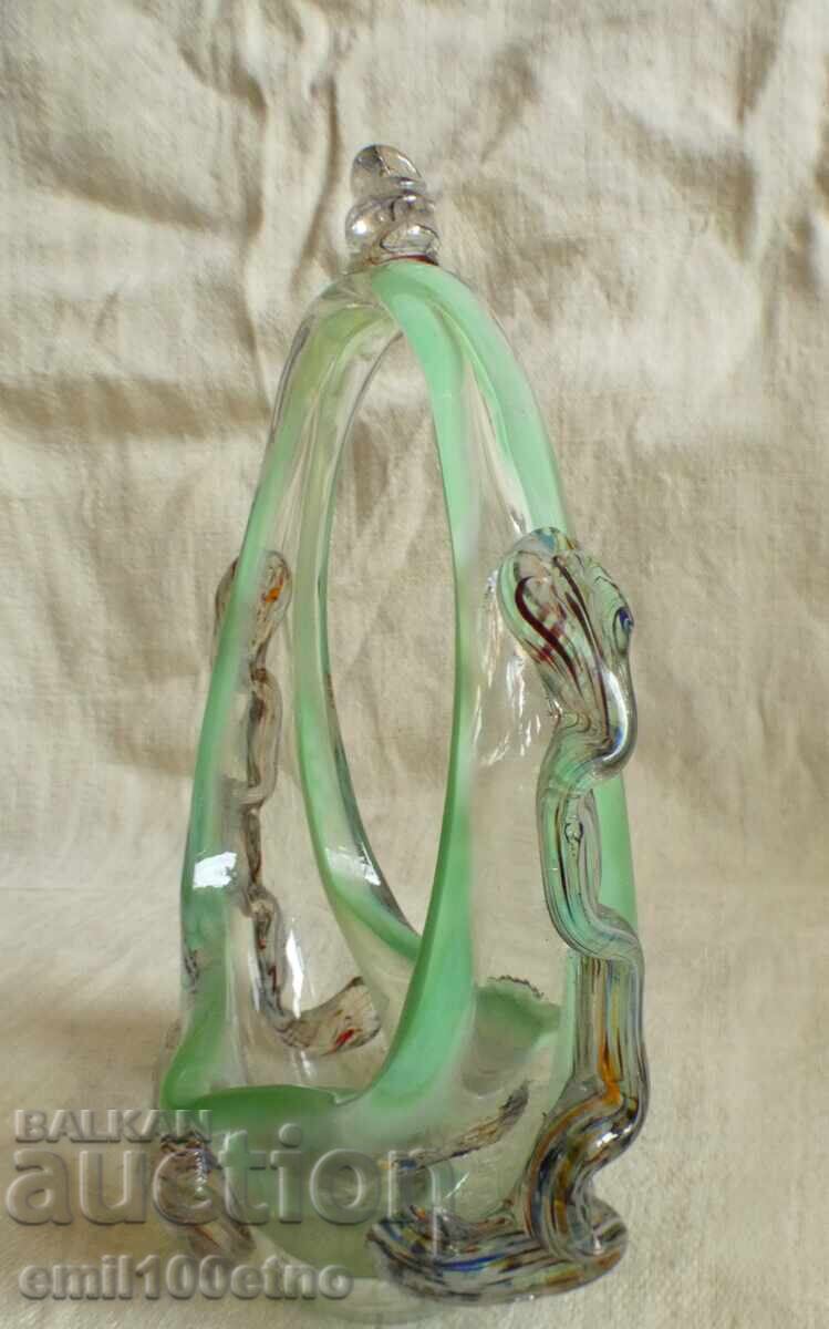Candy box - basket, multicolored glass, handmade - 5