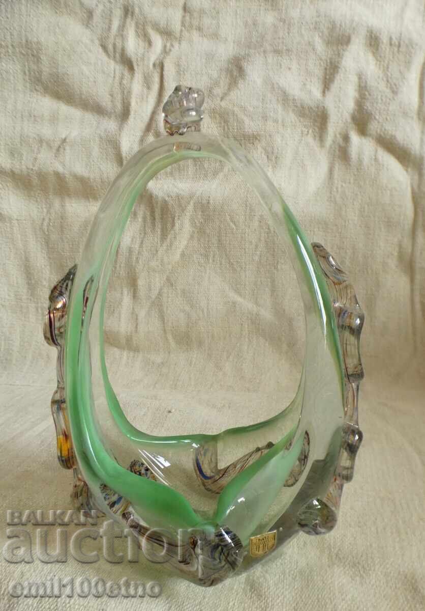 Candy box - basket, multicolored glass, handmade