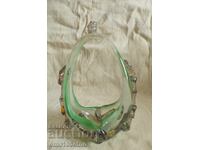 Bombonieră - coșuleț din sticlă colorată, lucrat manual