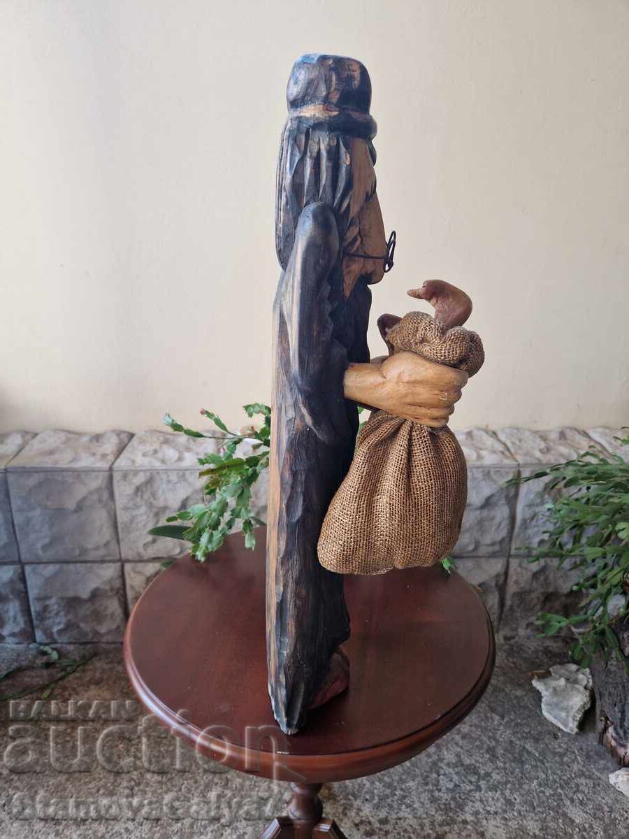 Beautiful large antique wooden figure statuette - 6