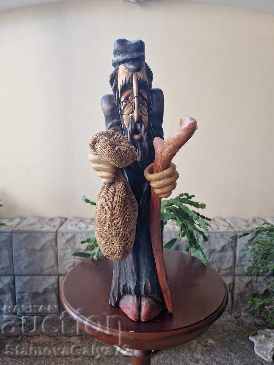Figurină statuetă mare, antică, din lemn, superbă