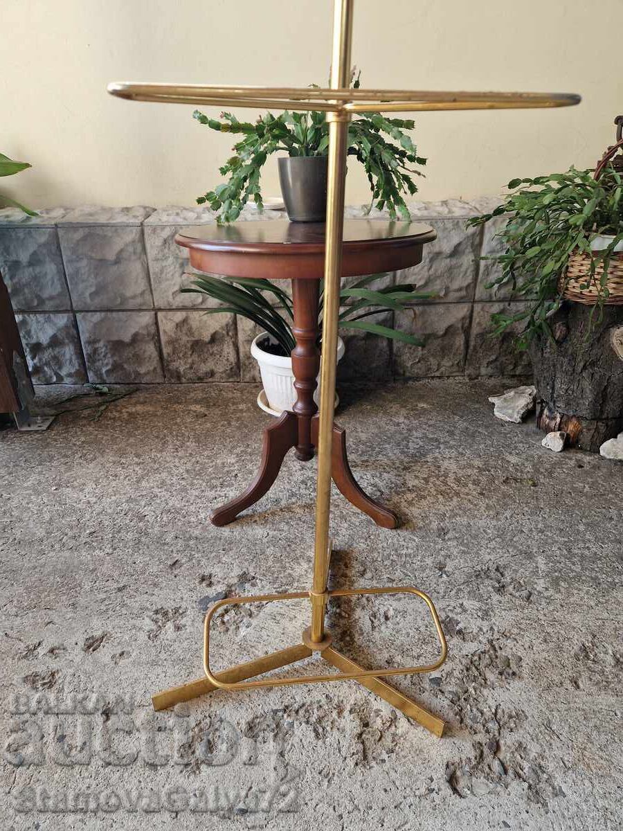 Beautiful antique Italian coat rack brass and wood - 6