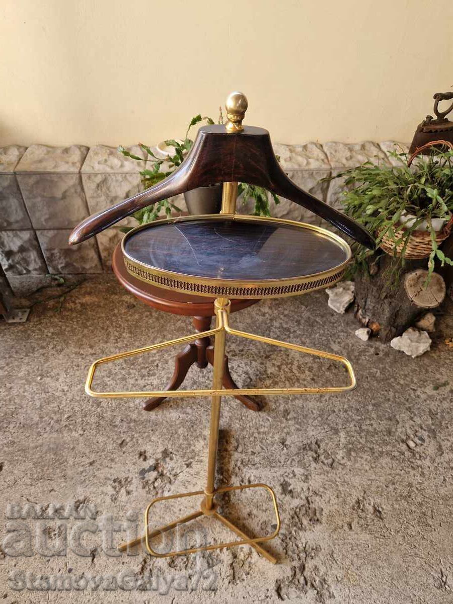 Superbă cuier antic italian, alamă și lemn - 7