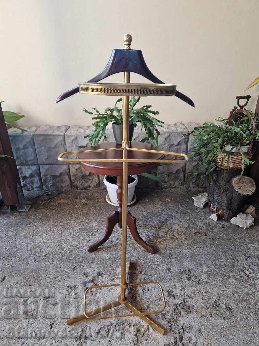 Superbă cuier antic italian, alamă și lemn
