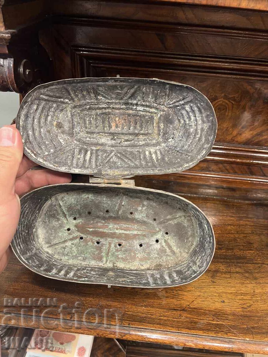 1870g Πολύ Παλιό Μπακίρ Χάλκινο Κουτί Φαγητού Τουρκικό Οθωμανικό - 7