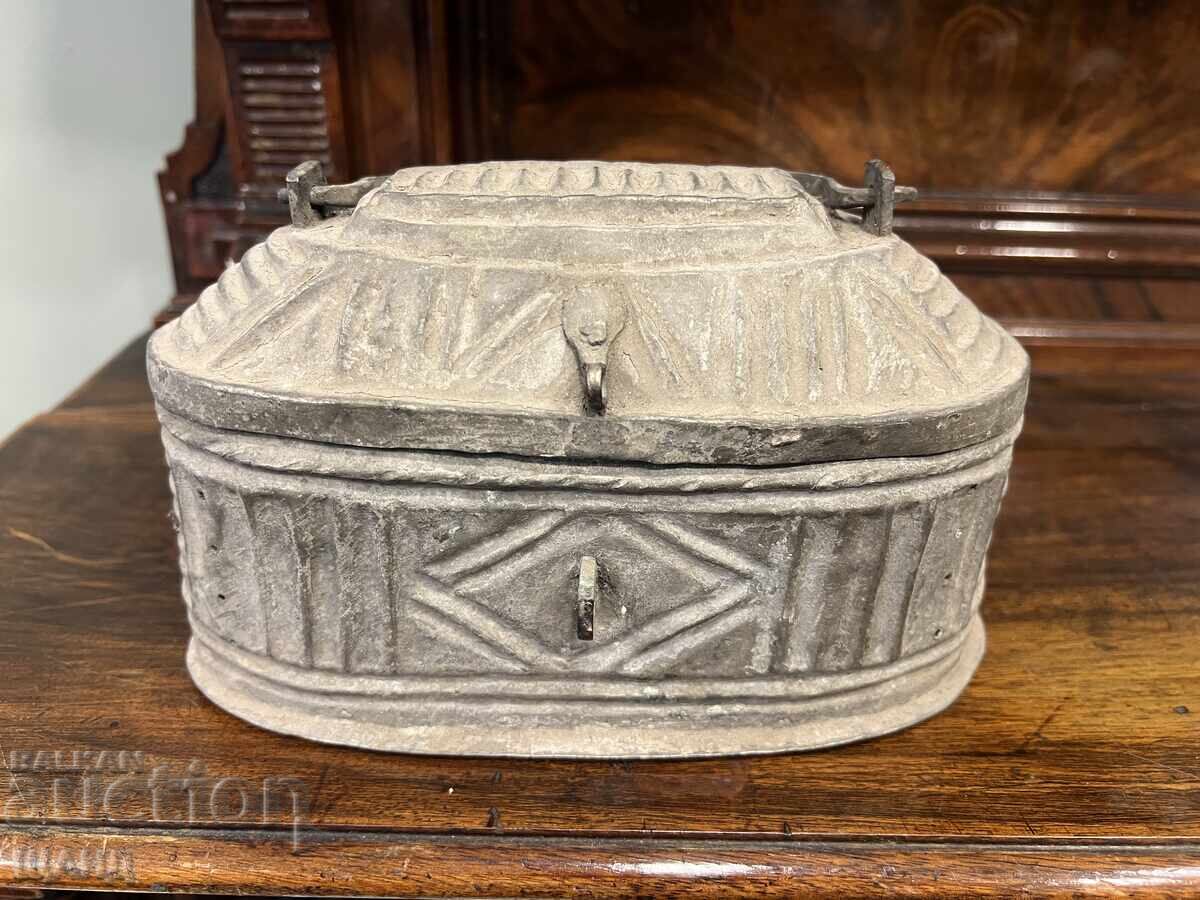 1870g Πολύ Παλιό Μπακίρ Χάλκινο Κουτί Φαγητού Τουρκικό Οθωμανικό