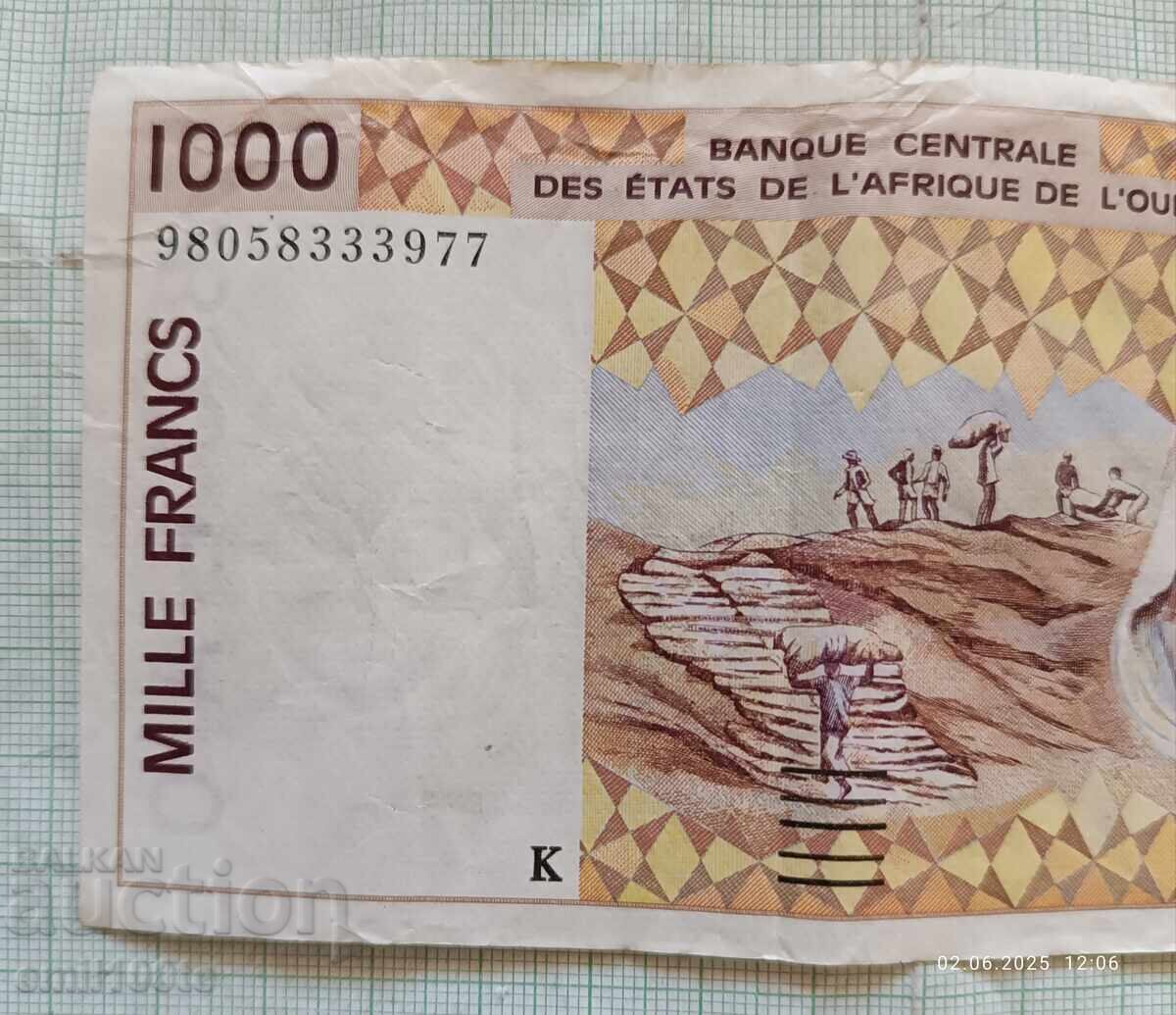 Δημοπρασία 1000 φράγκα Δυτική Αφρική