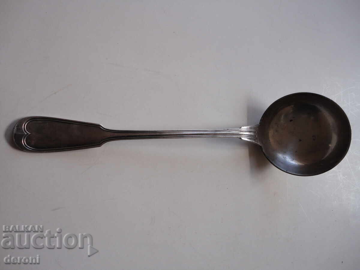 Large silver-plated ladle, marked - 6